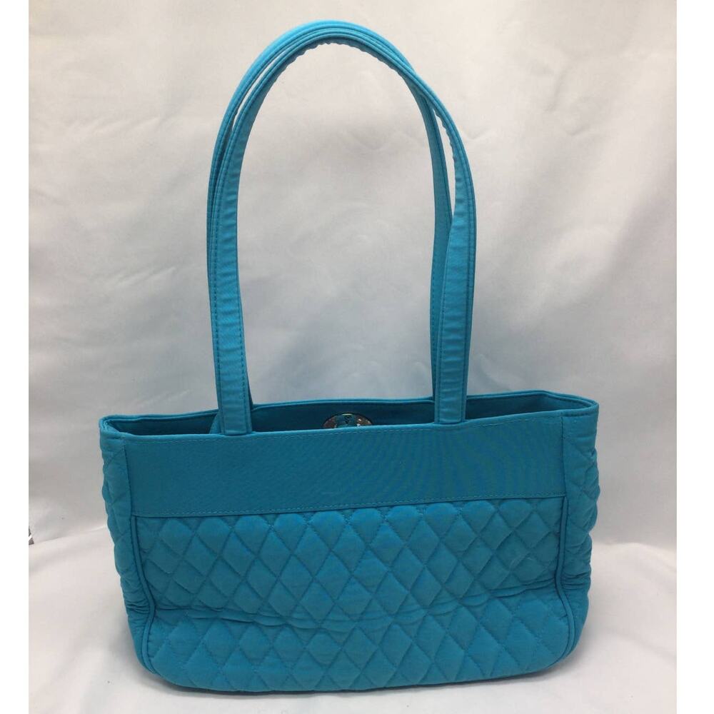 Vera Bradley Turquoise Quilted Toggle Shoulder Bag Purse - Picture 2 of 6